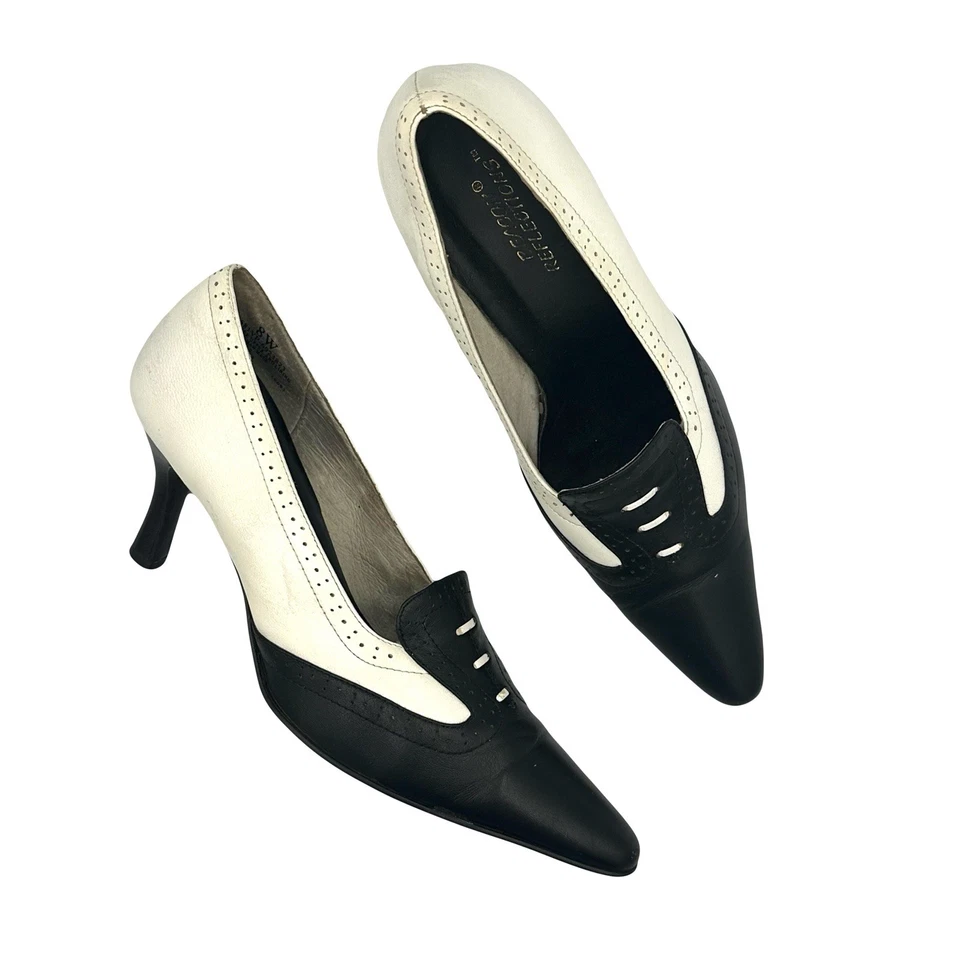 Beacon Reflections Vtg 90s Black/White Oxford Style Heels Women 8W - Image 1 of 4