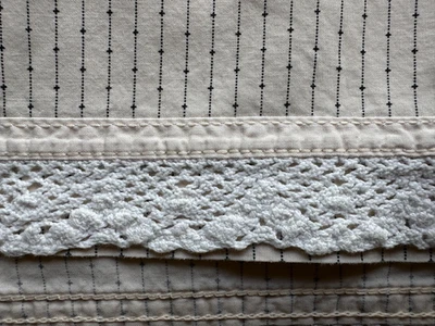 Ralph Lauren COLD SPRING QUEEN FLAT Sheet Crochet Lace Edge Trim ITALY - Image 1 of 4