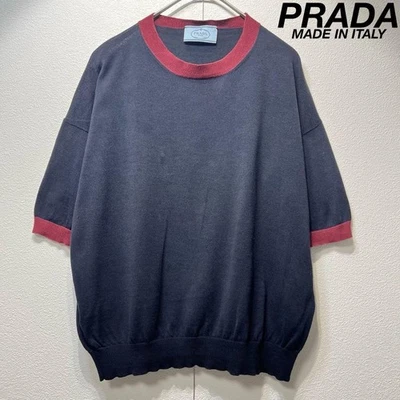 PRADA MILANO Two-tone short-sleeved ringer knit sweater, size 38 - Image 1 of 4