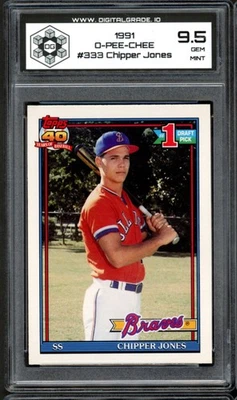 1991 OPC O-Pee-Chee #333 CHIPPER JONES  RC Rookie DG 9.5 Gem Mint - Image 1 of 3