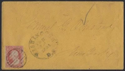 US 1861 WASHINGTON DC CIVIL WAR PERIOD Sc 26 2 DAYS AFTER CIVIL WAR STARTED 4 14 - Image 1 of 2