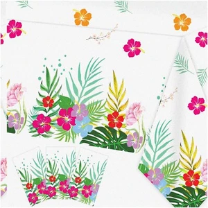 Tropical Luau Vibes - 3 Pack Hawaiian Tablecloths: Disposable, Rectangular, Palm - Picture 1 of 7