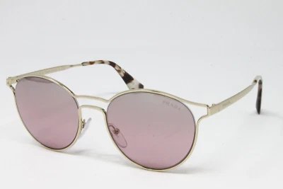 Gafas de sol Prada unisex redondas de metal dorado pálido 53 mm lentes espejadas PR62SS-ZVN095 Foto 1 de 4