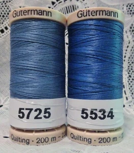 2 blue GUTERMANN 100% cotton hand thread for Quilting 220 yard Spools - Picture 1 of 1