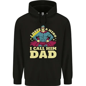 I Have a Hero I Call Him Dad Funny Fathers Day Childrens Kids Hoodie - Picture 1 of 3