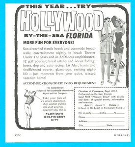 1963 Hollywood Florida Chamber of Commerce vintage PRINT AD beach resort golf - Picture 1 of 3
