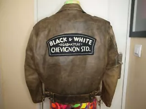 PERFECTO VINTAGE CHEVIGNON CUIR VIEILLI AVEC PATCH , TAILLE M/L - Imagen 1 de 23