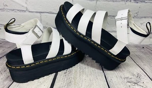 DR MARTENS BLAIRE ZINK GREY QUAD LEATHER STRAP PLATFORM SANDALS US 8L EU 42 - Picture 1 of 4