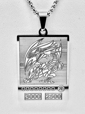 Blue-Eyes White Dragon Stainless Steel Mini Card Pendant - Image 1 of 4