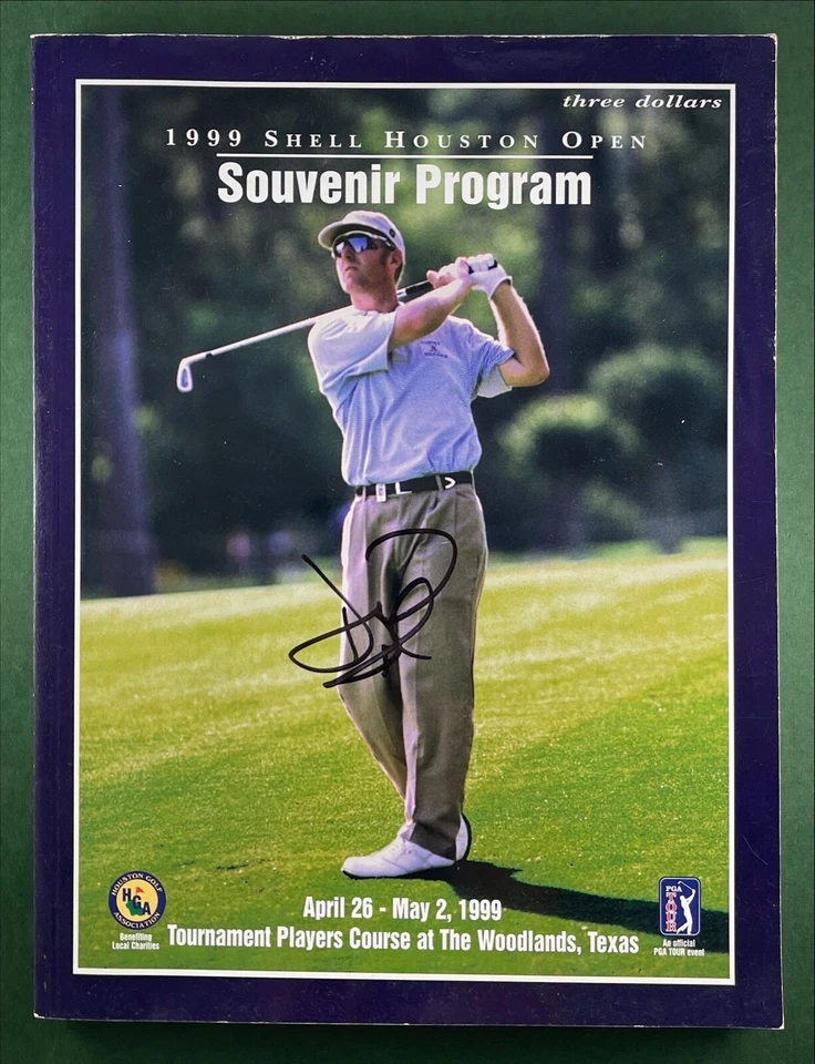 Programa de golf abierto Shell Oil Houston 1999 autografiado por David Duval  Foto 1 de 1