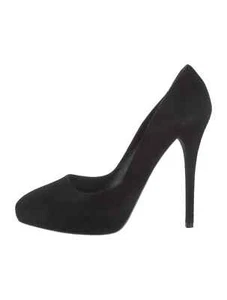 Designer Ralph Lauren Collection Black Suede Semi Round Toe 5" High Heel Pumps - Picture 1 of 11