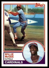 1983 Topps #49 Willie McGee RC Rookie St. Louis Cardinals Baseball Card ID:31755