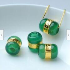 1 pcs Solid 24K Yellow Gold Lucky Bead Pendant Natural Jade Free Chinese