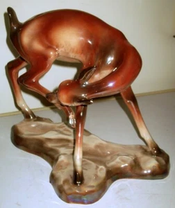 CERAMICA C.E.M.A.S. SESTO FIORENTINO: CERBIATTO MADREPERLATO 33X28X21. VINTAGE. - Foto 1 di 10