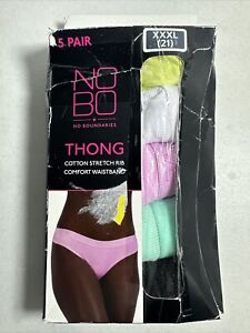 No Boundaries Women 5-Pr Cotton Stretch Rib Solid Hipster Underwear Sz XXXL (21)