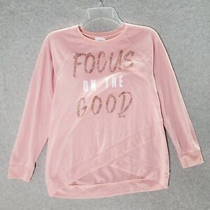 Justice Girls Activewear Sweatshirt 18/20 Pink Focus on the Good Glitter Tunic