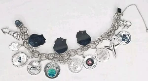 Vintage Sarah Coventry 925 Sterling Silver 7.5" Bracelet 15 Charms 43 gram 1.5oz - Picture 1 of 24