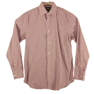 Bonobos dress shirt mens M Medium 15.5/34 pink blue plaid standard fit long sl - Picture 1 of 9