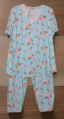 Nuevo con etiquetas Secret Treasures - Juego de pijama flamenco azul brillante 2 piezas - para mujer talla XL Foto 1 de 4