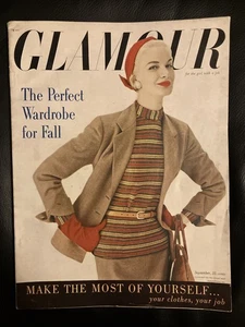 GLAMOUR Magazine September 1954 Fall Wardrobe Issue Girls Make up Fashion Ads - Picture 1 of 8