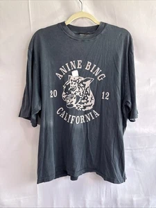 Anine Bing T-Shirt schwarz Leopard Collegiate Logo Größe L mit leichten Verfärbungen - Bild 1 von 7