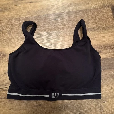 Спортивный бюстгальтер Gap Body XXL без проводов без застежек черный из хлопковой смеси с подкладкой 2XL EUC - Изображение 1 из 4