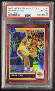 2023-24 Panini NBA Hoops Premium Stock LeBron James Red Prizm /275 #149 PSA 10 - Picture 1 of 2