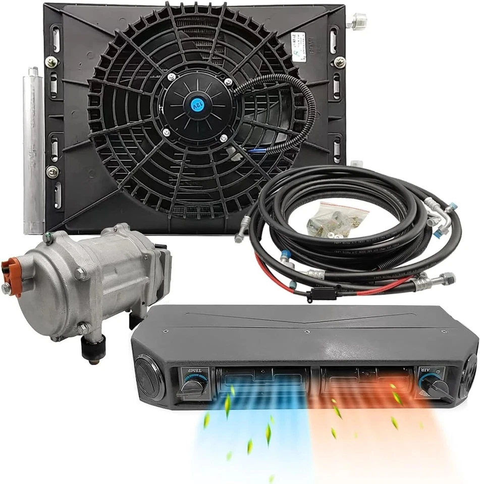12V Cool&Heat Electric Universal Underdash Air Conditioner DC Auto Car A/C Set - Image 1 of 4