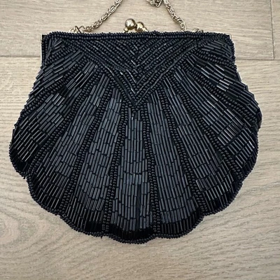 Bolso de noche vintage La Regale negro con cuentas nuevo con etiquetas Foto 1 de 4