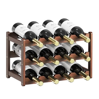 Estante de vino, encimera de estantes de vino de bambú, resistente estante de vino para gabinete interior y F... Foto 1 de 4