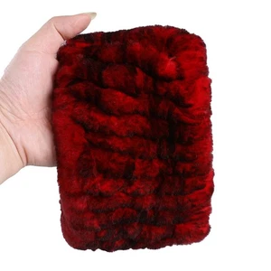 Rex Rabbit Fur Knitted Headband Winter Ear Warmer Neck Snood Scarf Red - Picture 1 of 4