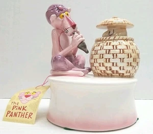 RARE 1981 Royal Orleans 6" Pink Panther Porcelain Music Box Snake Charmer Gifts - Picture 1 of 14