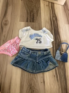 Build A Bear Workshop Cheerleader Shirt Jean Skirt Hello Kitty Undergarment - Picture 1 of 1