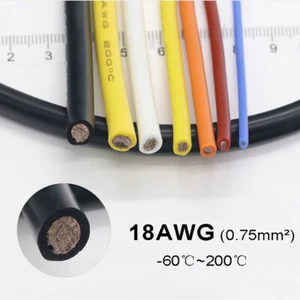 18AWG 0.75mm² Flexible Silicone Cable, HIGH TEMP 200℃, 0.08mm Tinned Copper Wire - Picture 1 of 9