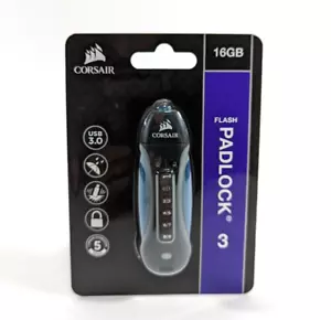 RV - Corsair CMFPLA3B-16GB USB 3.0  Flash Padlock 3- Black/Blue - Picture 1 of 4