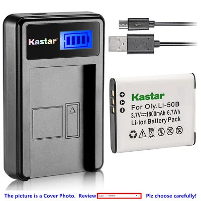 Cargador de batería LCD Kastar para Olympus Li-50B y SP-810UZ SP-815UZ Stylus 1010 Foto 1 de 4