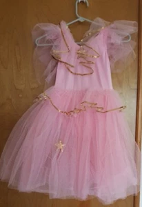 Girls Pink Princess Dress with Gold Trim size medium - Picture 1 of 9