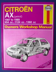 Haynes Owners Workshop Manual Citroen AX 1987 to 1989 Petrol  (1712) - Picture 1 of 1