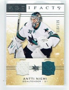 14-15 UD Upper Deck Artifacts  Antti Niemi  /125  Dual Jerseys