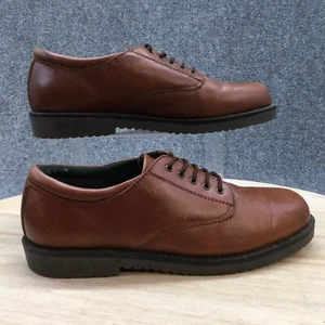 George Town Shoes Mens 10 Dress Oxford Brown Leather Lace Up Low Heels Almond  - Picture 1 of 12