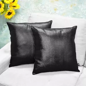 Genuine Leather Pillow Cover Decorative Throw Case for Living Room & Bedroom - Picture 1 of 8