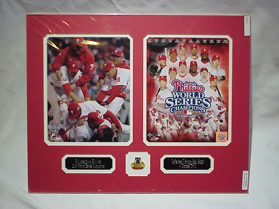 Phillies 2008 World Series Photos, Name Plates, Team Pin Collage 16x20  C2 - Image 1 of 1