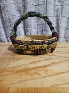 Cesto Decorativo Vivi Bene Amore Molte Ridi Spesso Uva e Vite... - Foto 1 di 8