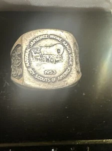 Vtg 1953 Boy Scouts National Jamboree Irvine Ranch Sterling Silver Ring Adjustab - Picture 1 of 6