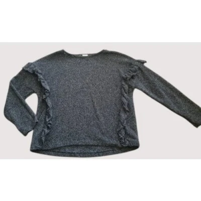 * ZARA GIRLS Black and White Ruffled Trim Long Sleeved Top Girls Size 11-12 - Image 1 of 4