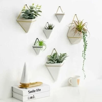 UMBRA TRIGG 悬挂式壁船几何陶瓷花盆 2 件套 3 种尺寸 — 第 1/4 张图片