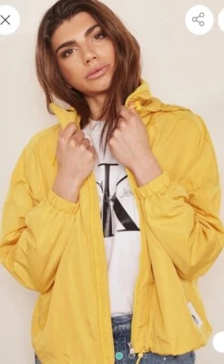 Women's Calvin Klein Jacket Size Medium Yellow Hooded New Coat M Hood RRP £150 - Image 1 of 4