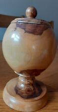 Vintage Wooden Pot With Removable Lid approx. 20cm tall. Origin Unknown.  