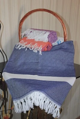 TROY Authentic Turkish Diamond Patterned Peshtemal Spa, Gym, Bath Beach Towel  - Image 1 of 4