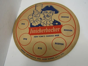 OLD KNICKERBOCKER, BEER DRINKER'S BEER COASTER MAN CAVE BAR WARE COLLECTIABLE - Picture 1 of 2
